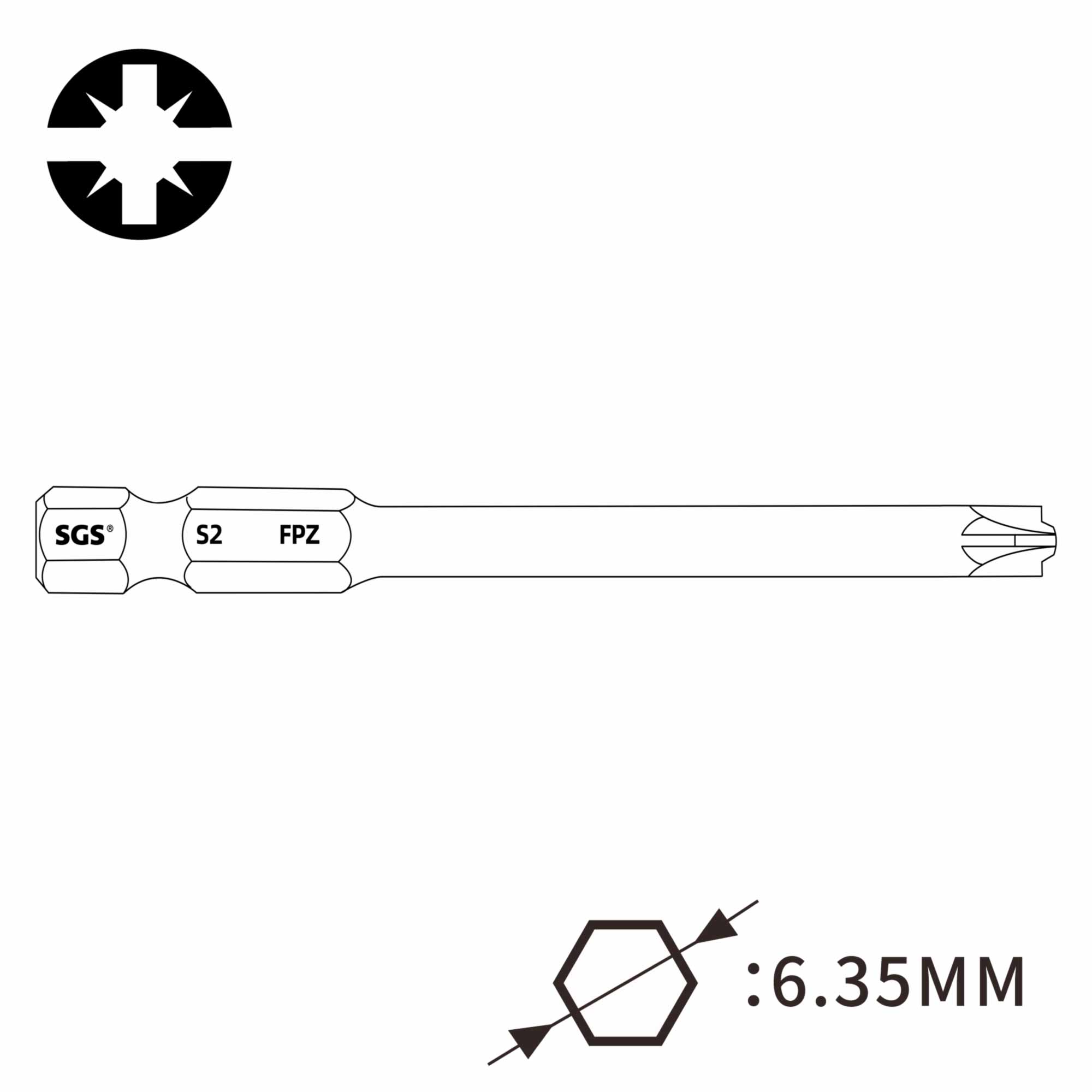Бита для автоматов SGS Plus/Minus SL/PZ1х50мм 7049PZM 1шт 32494
