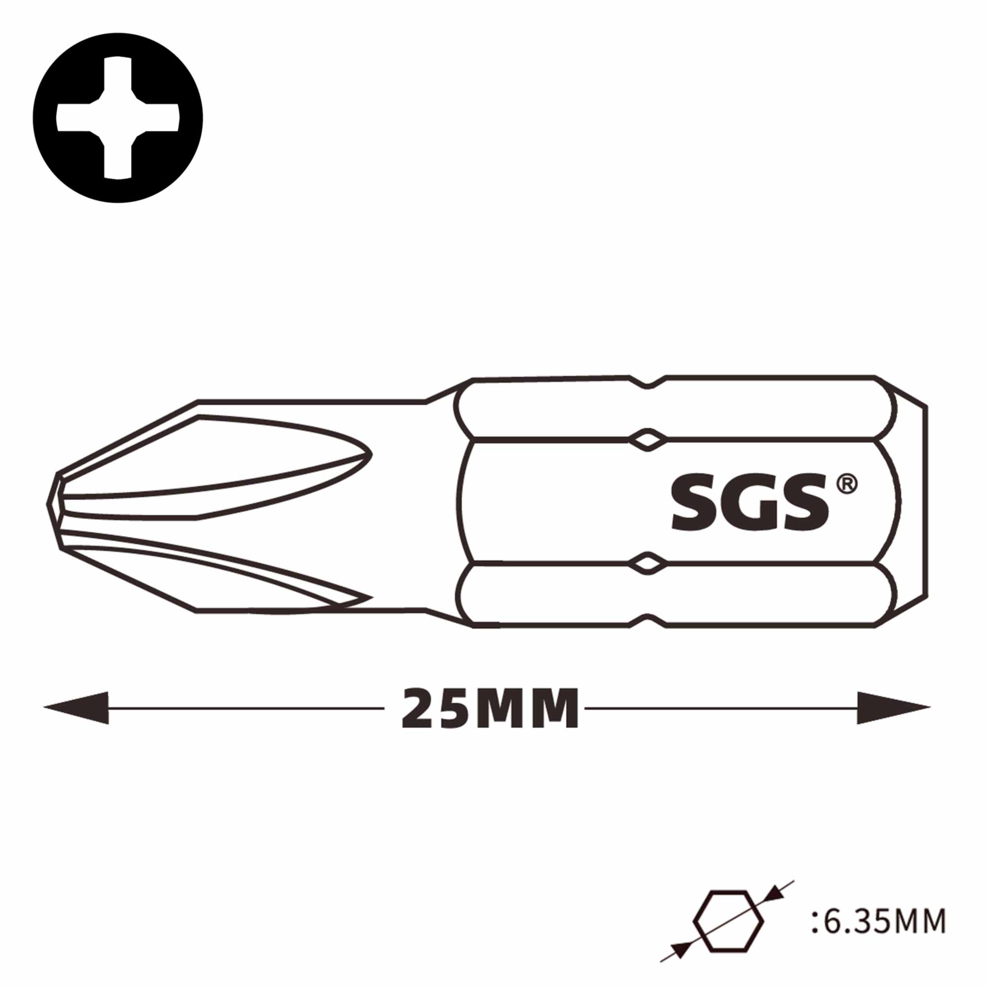 Бита SGS PH3х25мм S2 1шт 6325-PH3