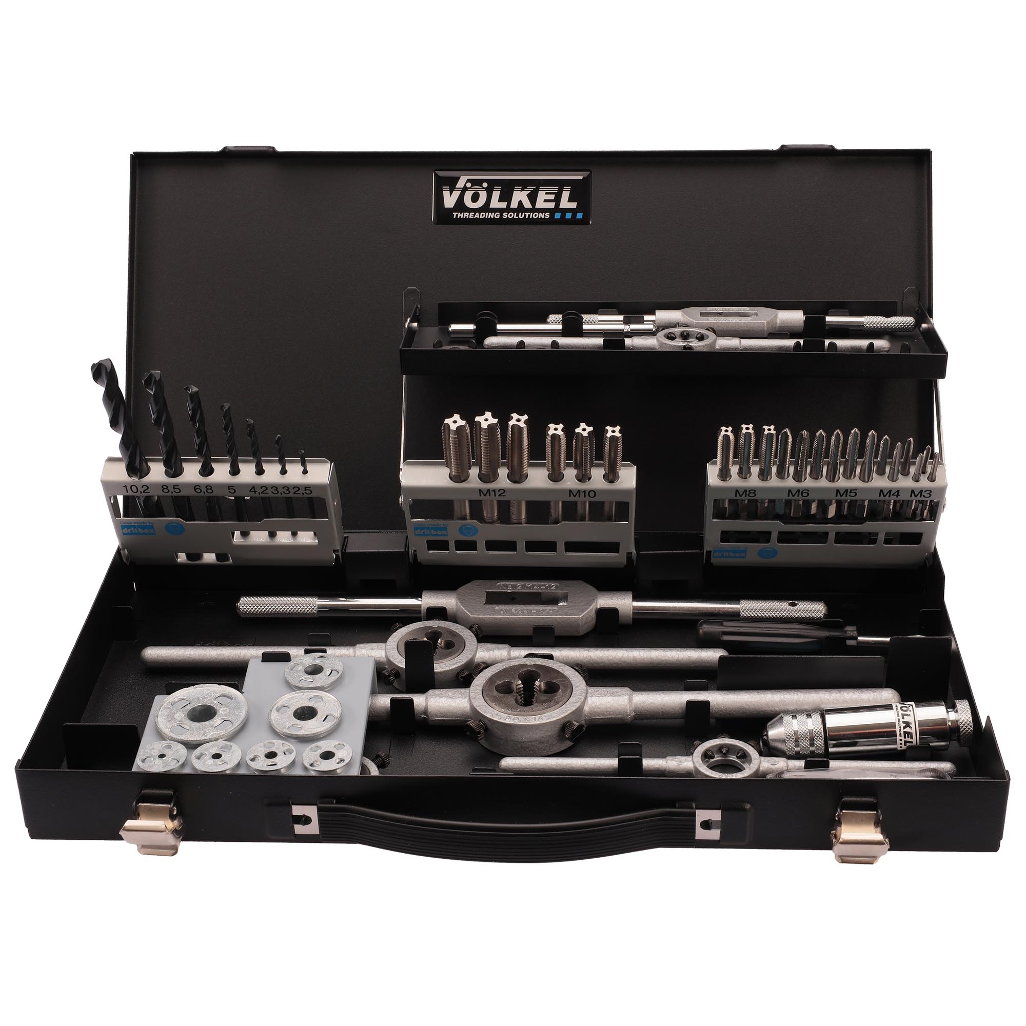 Набор метчиков и плашек Volkel M3-M12 HSS-G 52пр 49106