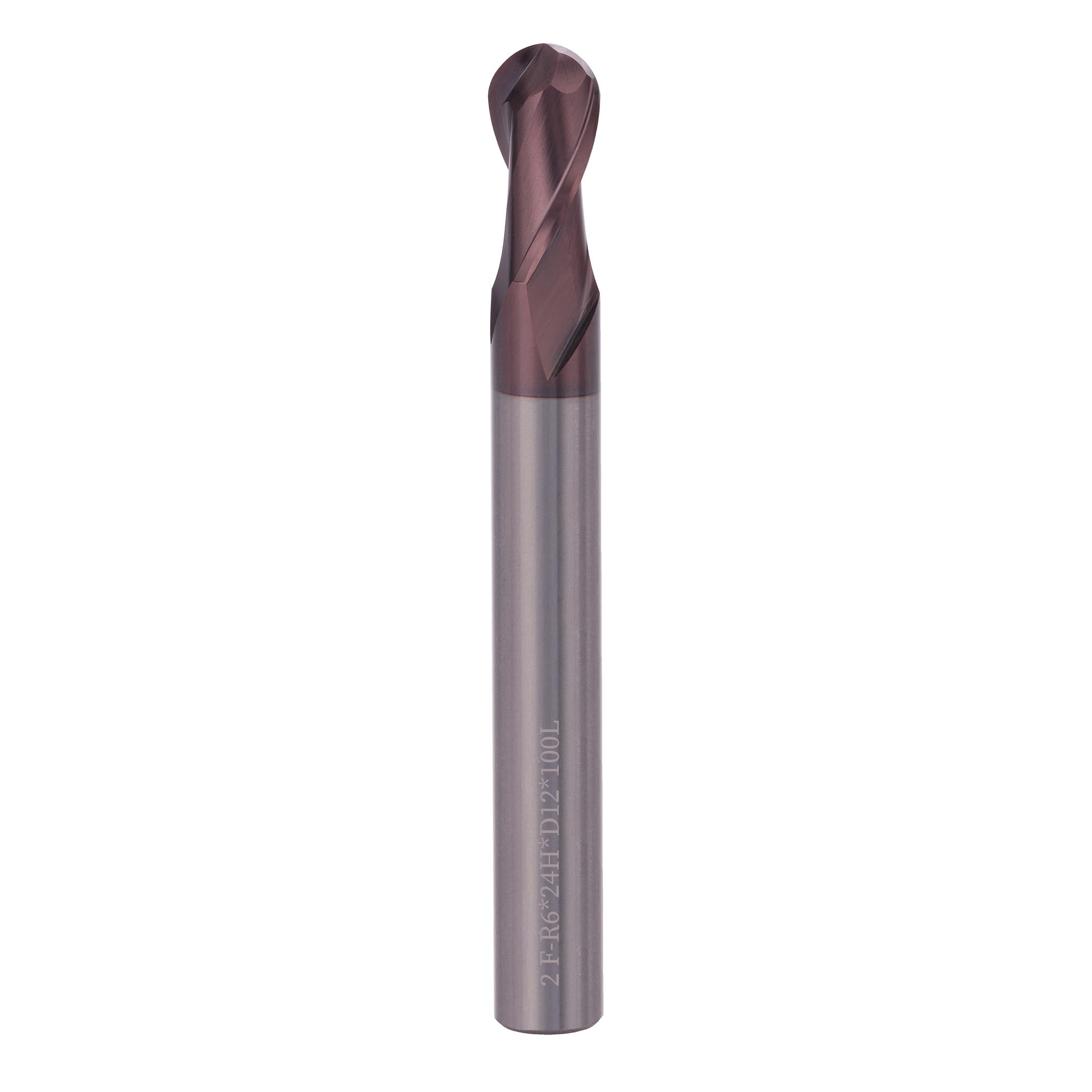 Фреза твердосплавная радиусная H-Tools 12x100/24мм d12 2z 55HRC P20 TiALN 19973-120
