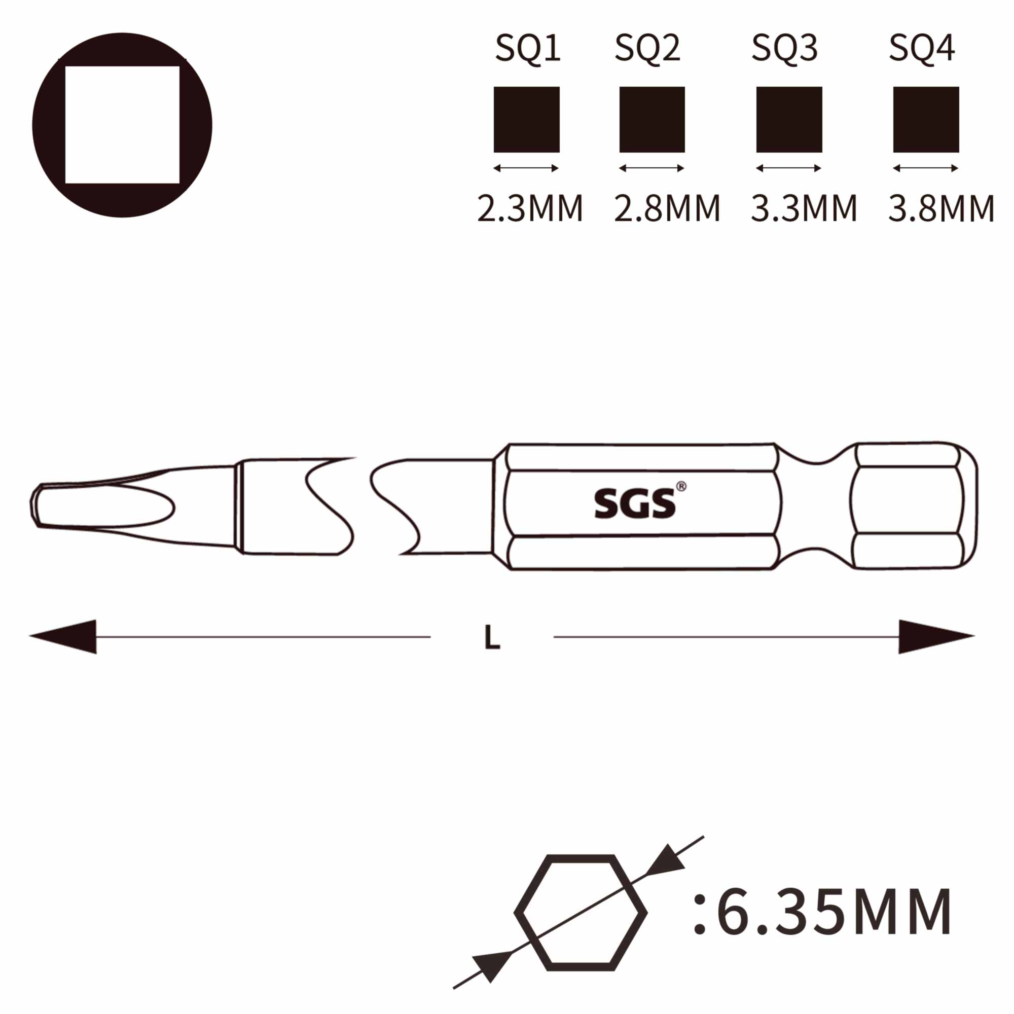 Бита SGS Robertson SQ №1 х100мм 63100SQ1