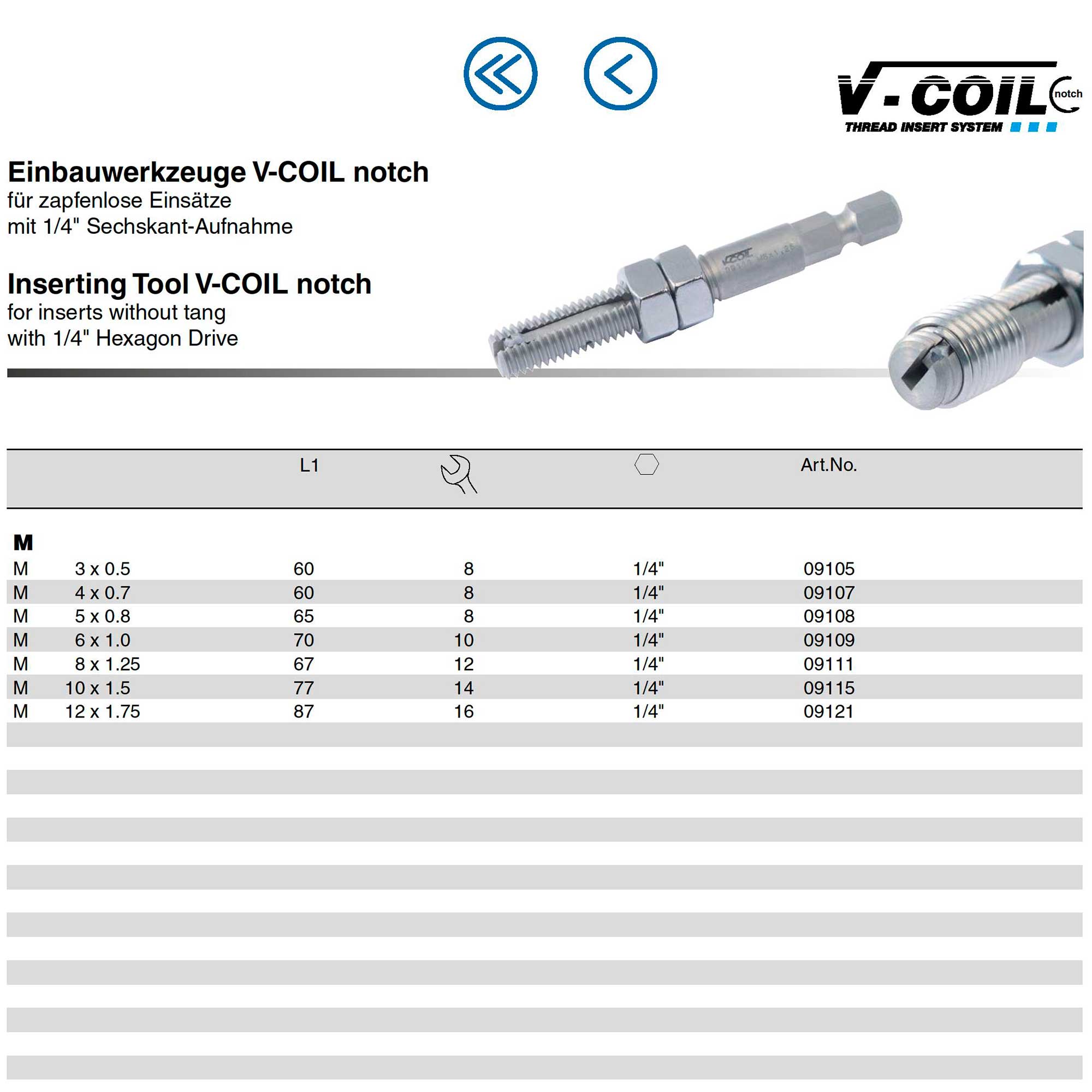 Адаптер для резьбовой вставки М 3,0х0,5 V-COIL Notch a= 1/4" Volkel 09105