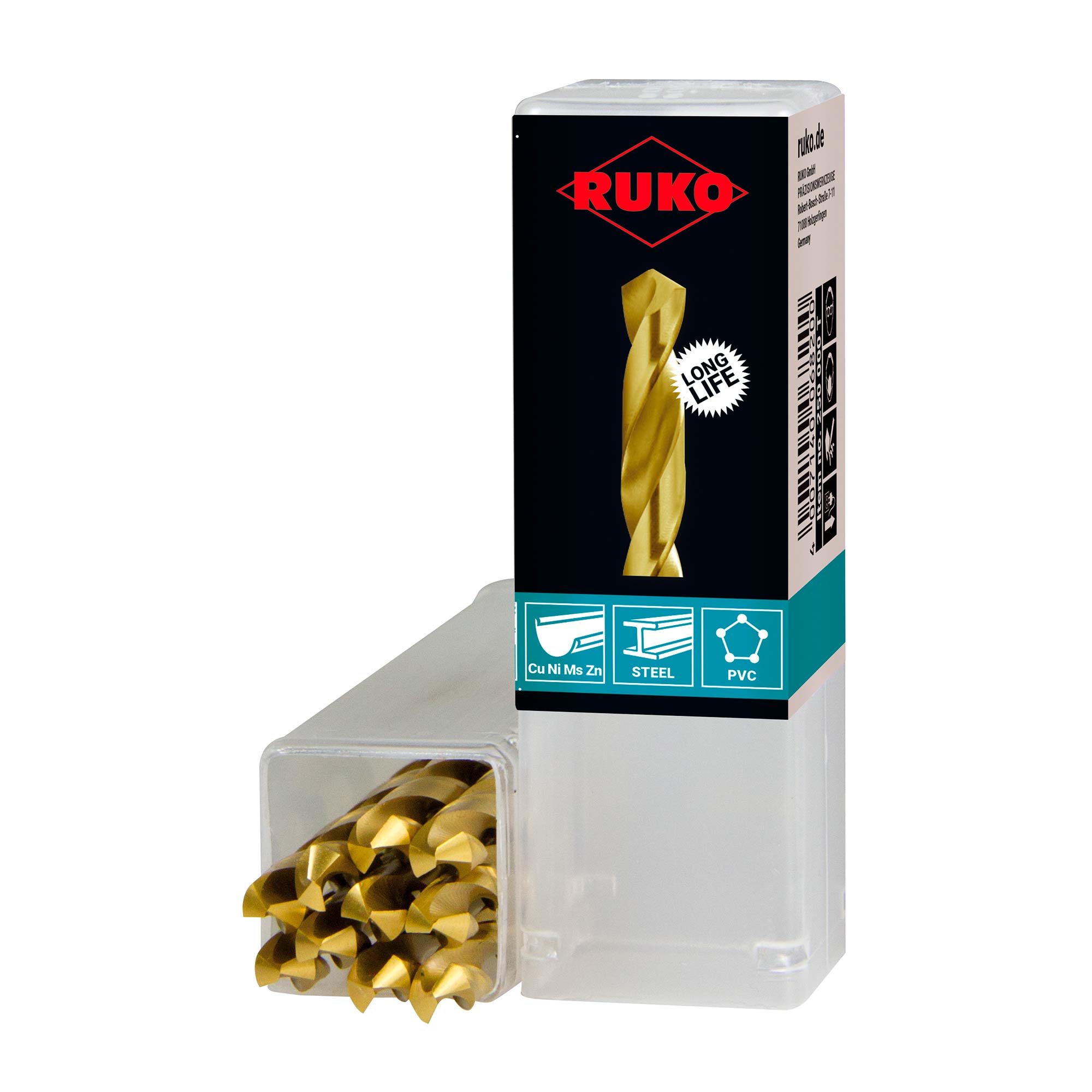 Сверло по металлу Ruko 1,5x40/18мм DIN338 HSS-G TiN h8 5xD 118° 250015T