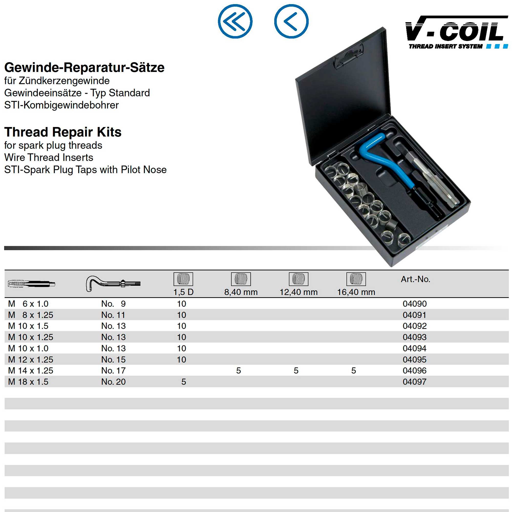 Набор для восстановления резьбы М 6,0х1,0 12пр V-Coil CombiTap Volkel 04090