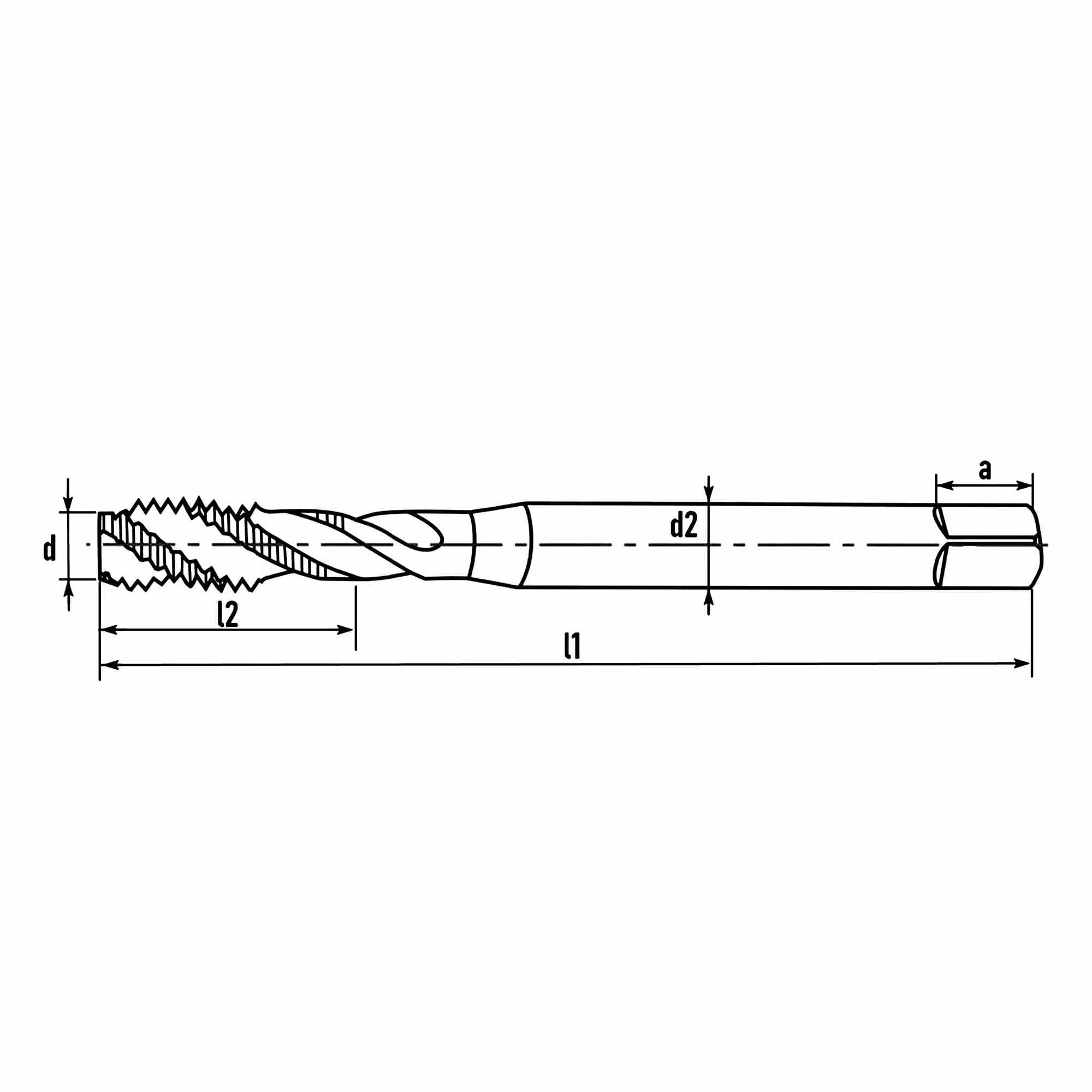 Метчик машинный удлиненный H-Tools М3х0,5 HSSE-TiN 6h C/2-3P R45 100мм 32140THT
