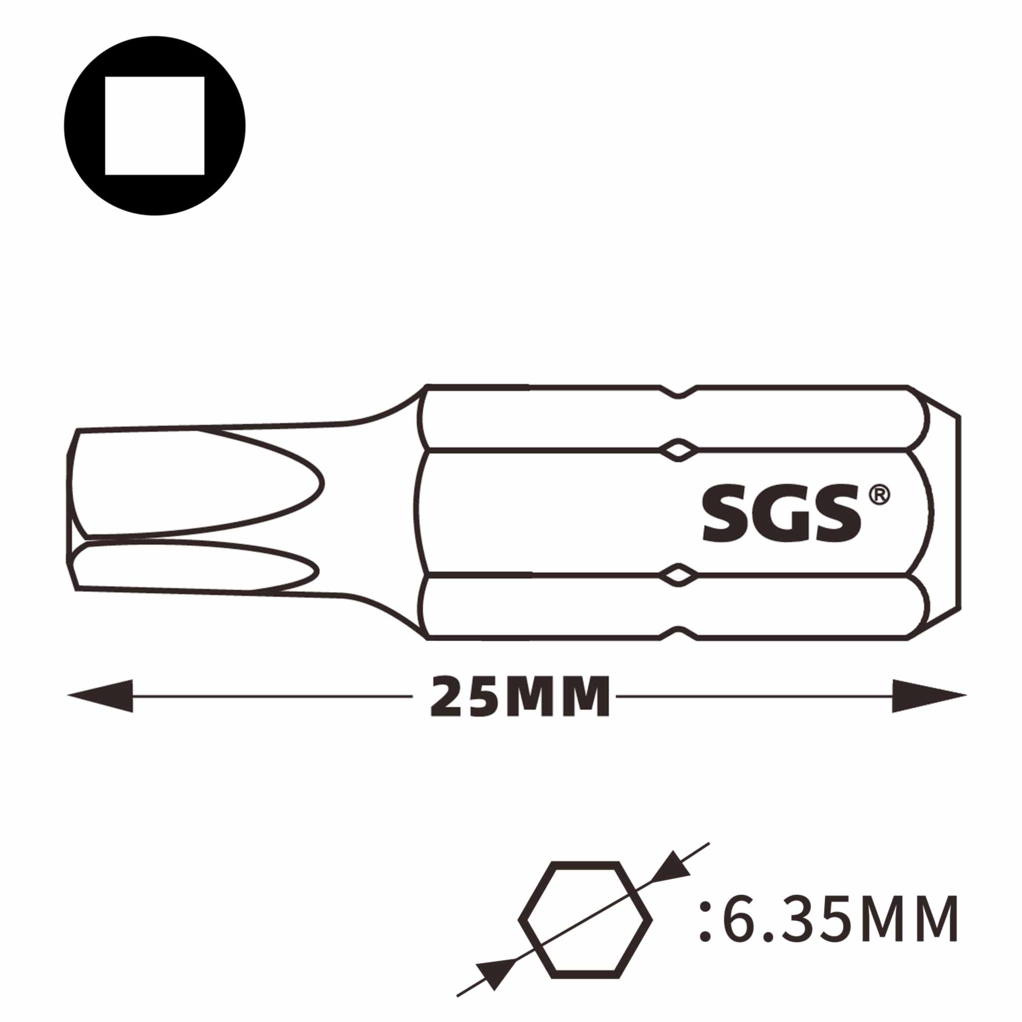 Бита SGS Robertson SQ №1 х25мм 6325SQ1