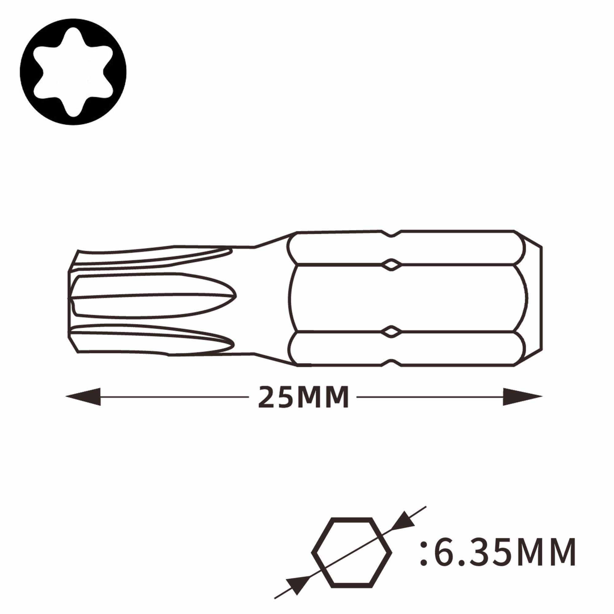Бита T15 х25мм TORX Wiha 7015Z 01717 (K)