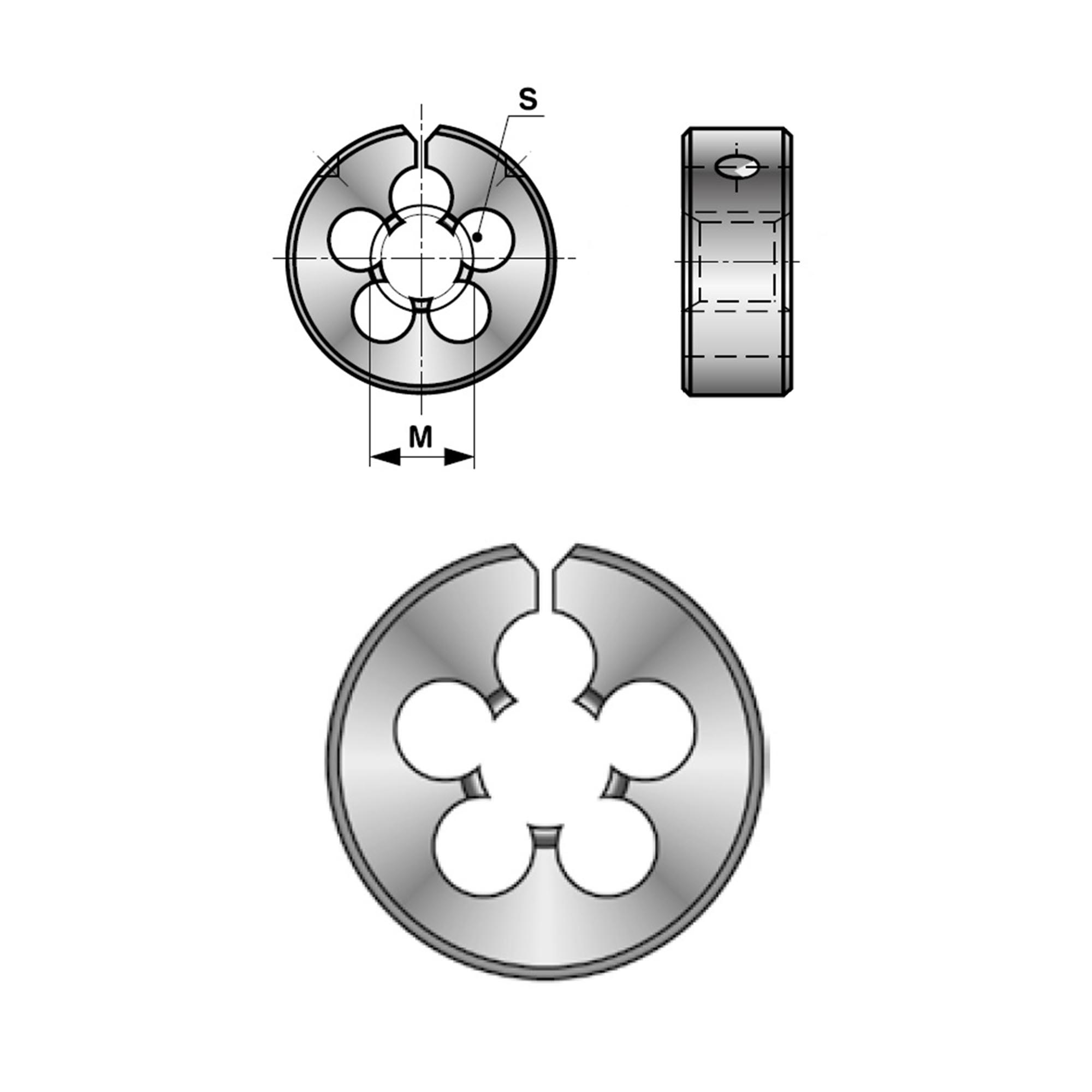 Плашка разрезная Bucovice Tools BSW 1/2"-12 HSS 33,4x11,1мм 441120C