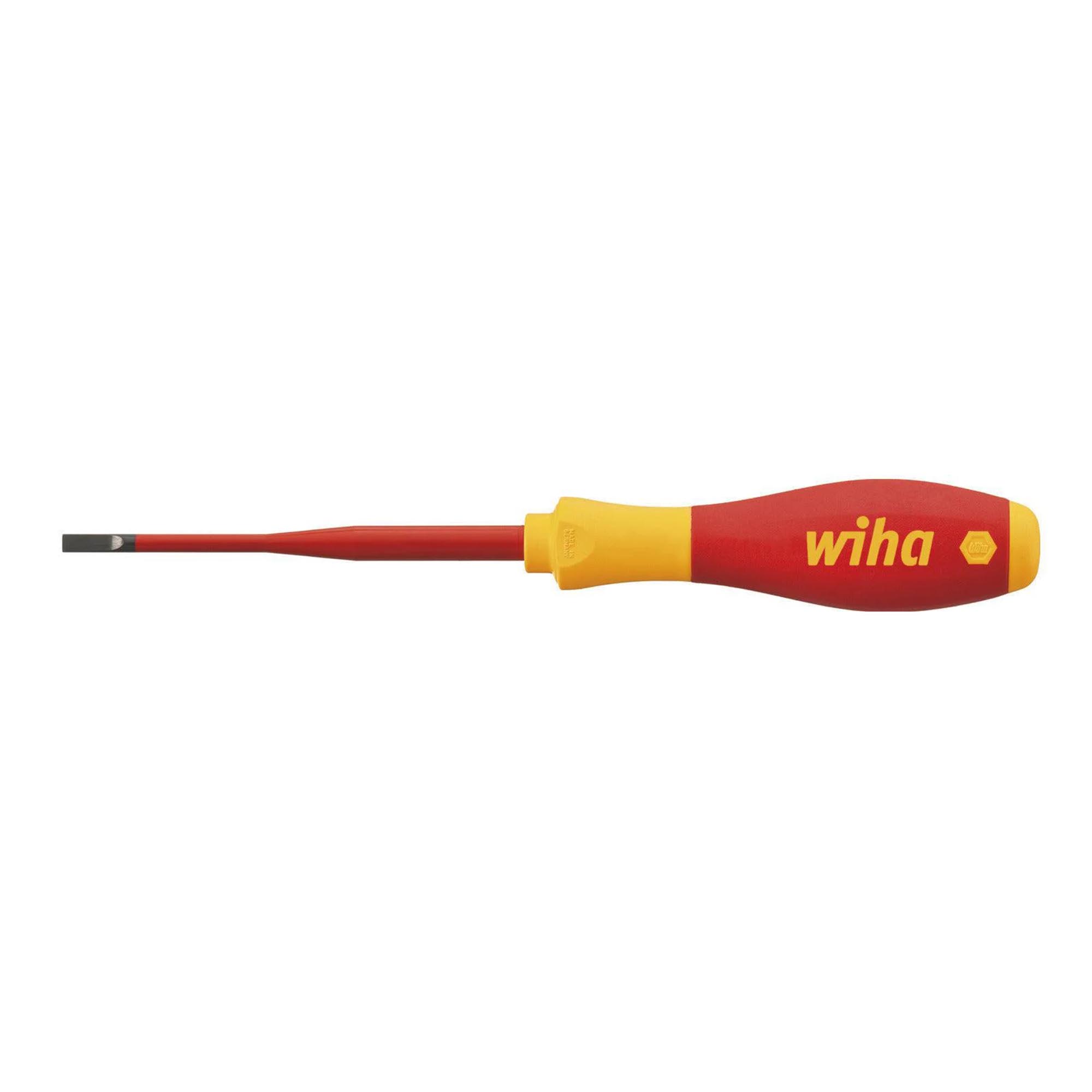 Отвертка диэлектрическая SoftFinish Electric SlimFix SL3,5х0,6х100мм Wiha 3201 39559 (SB)