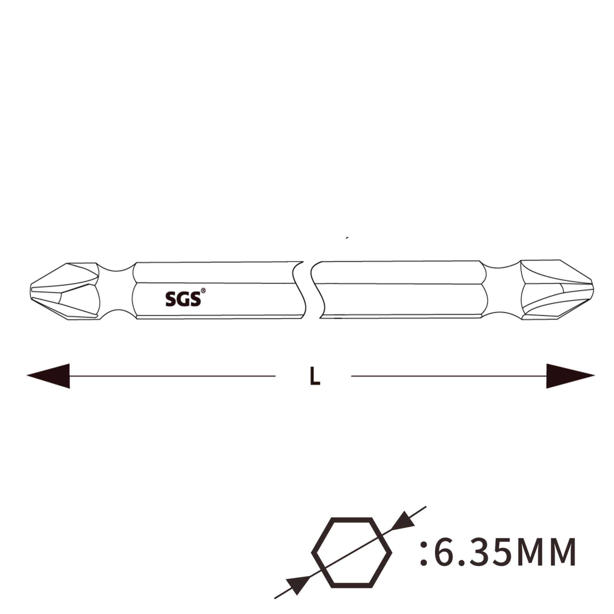 Бита двухсторонняя SGS PH2/PН2 65мм S2 1шт 6365-PH2PH2-M