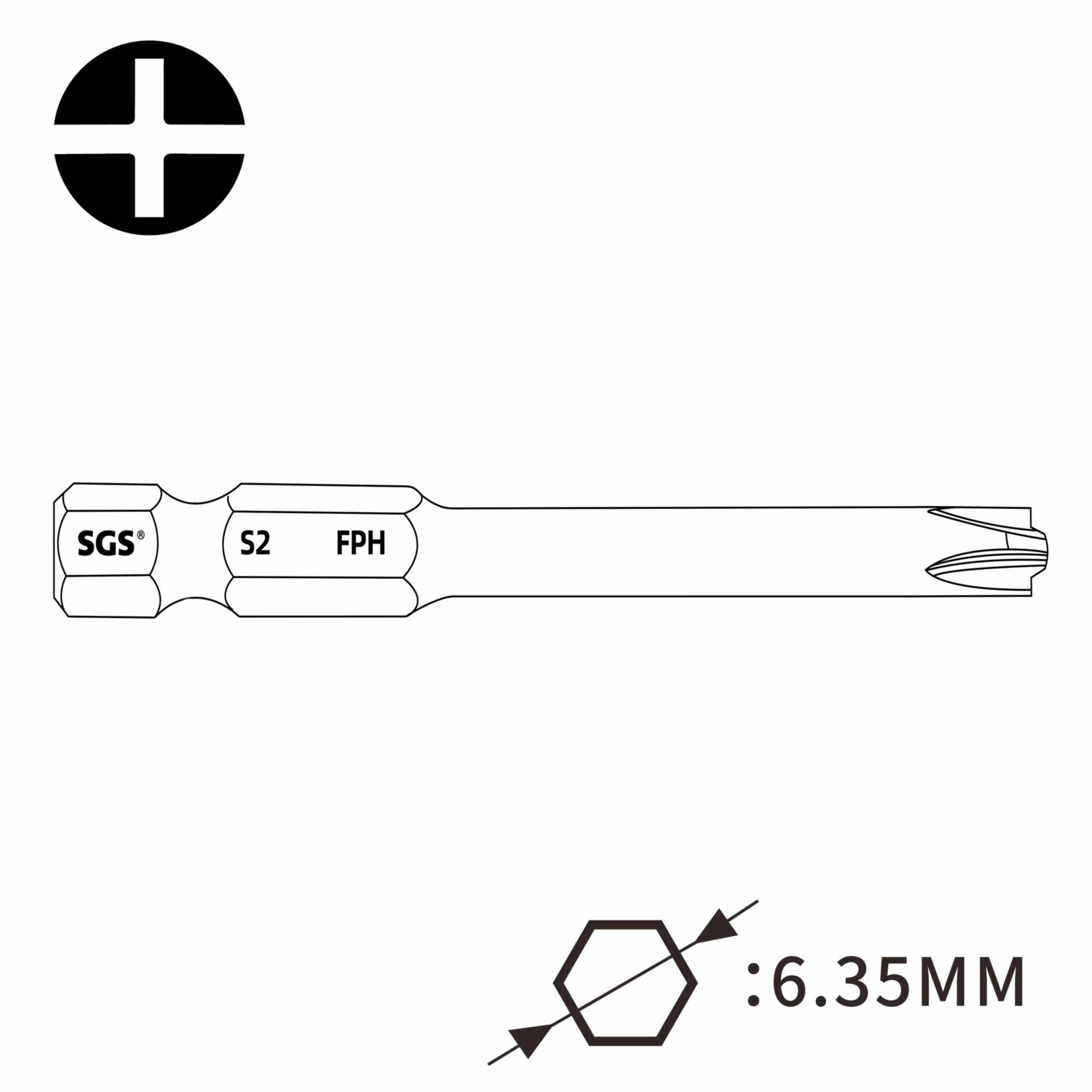 Бита для автоматов SGS Plus/Minus SL/PH2х70мм 7049PHM 1шт 32493