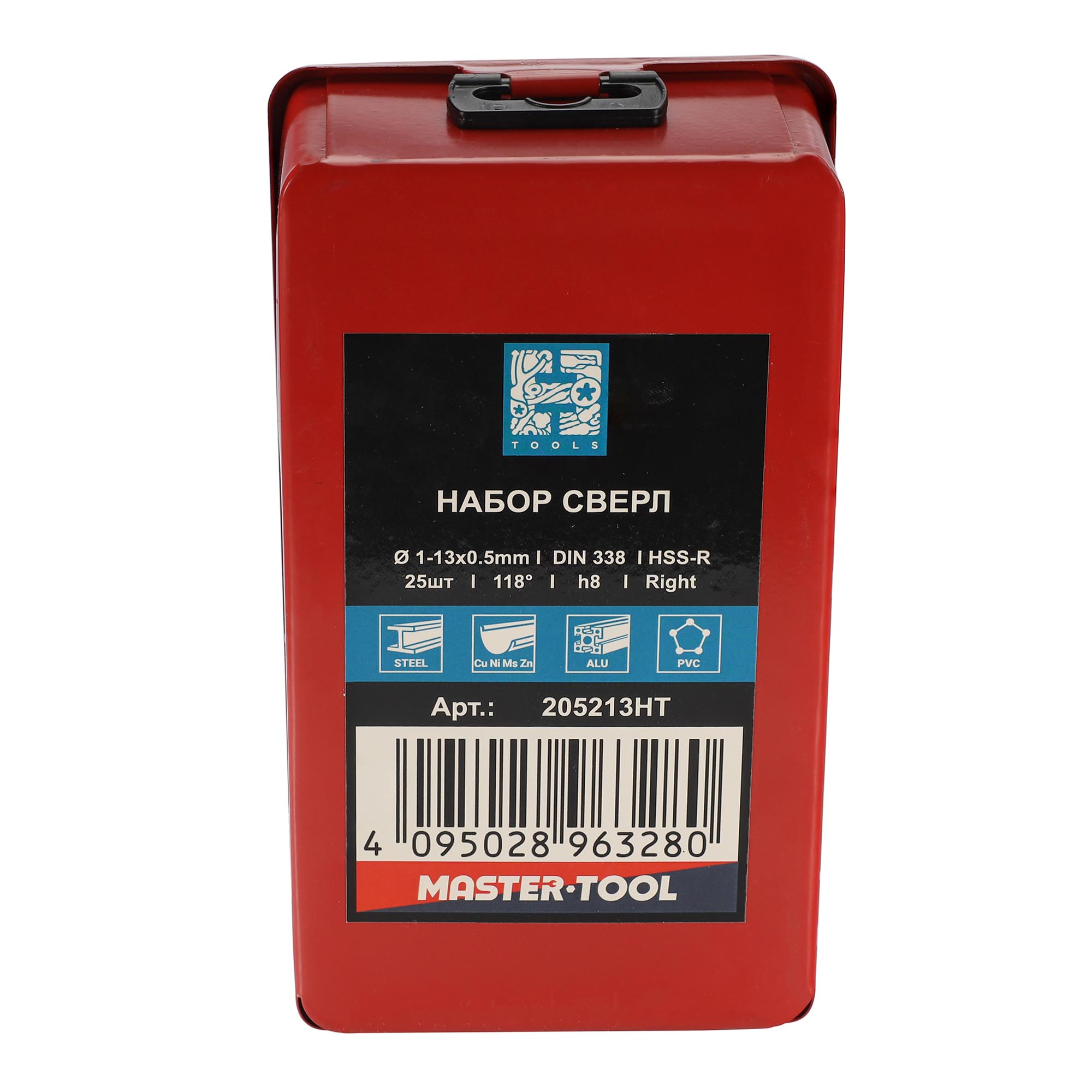 Набор сверл по металлу H-Tools 1-13мм 25шт HSS 118° DIN338 205213HT