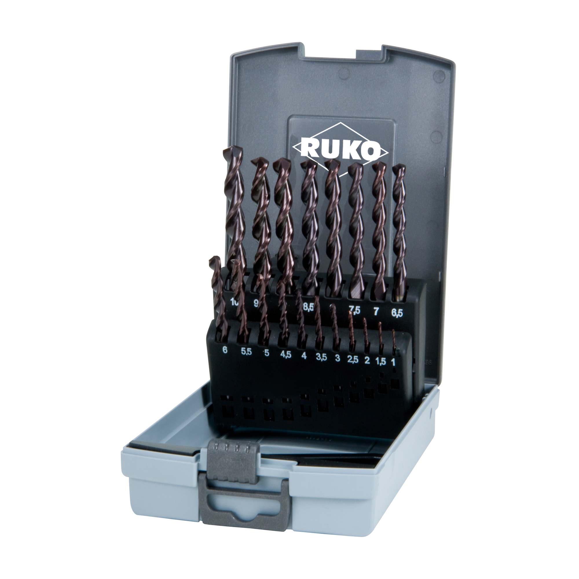 Набор сверл по металлу Ruko 1-10мм 19шт HSSE-Co5 TiALN 130° UTL3000 DIN338 229214FRO