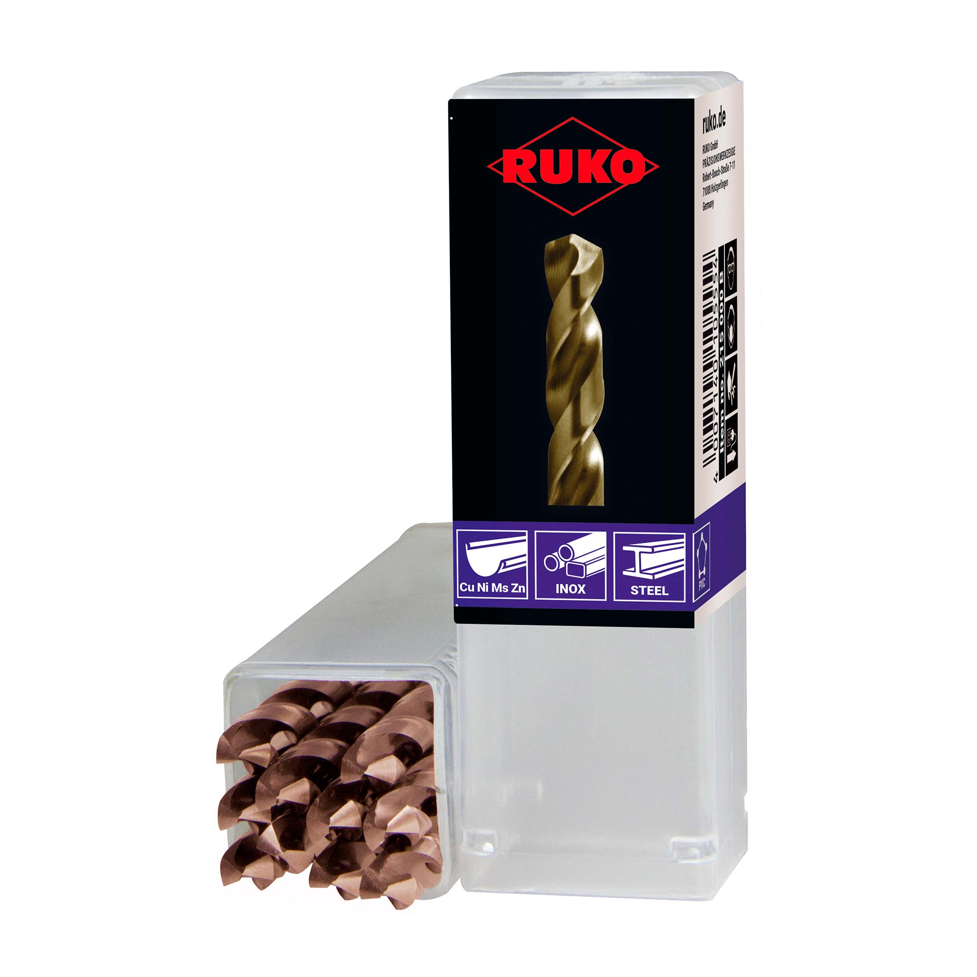 Сверло по металлу Ruko 1,2x38/16мм DIN338 HSSE-Co5 VA h8 5xD 130° 215012