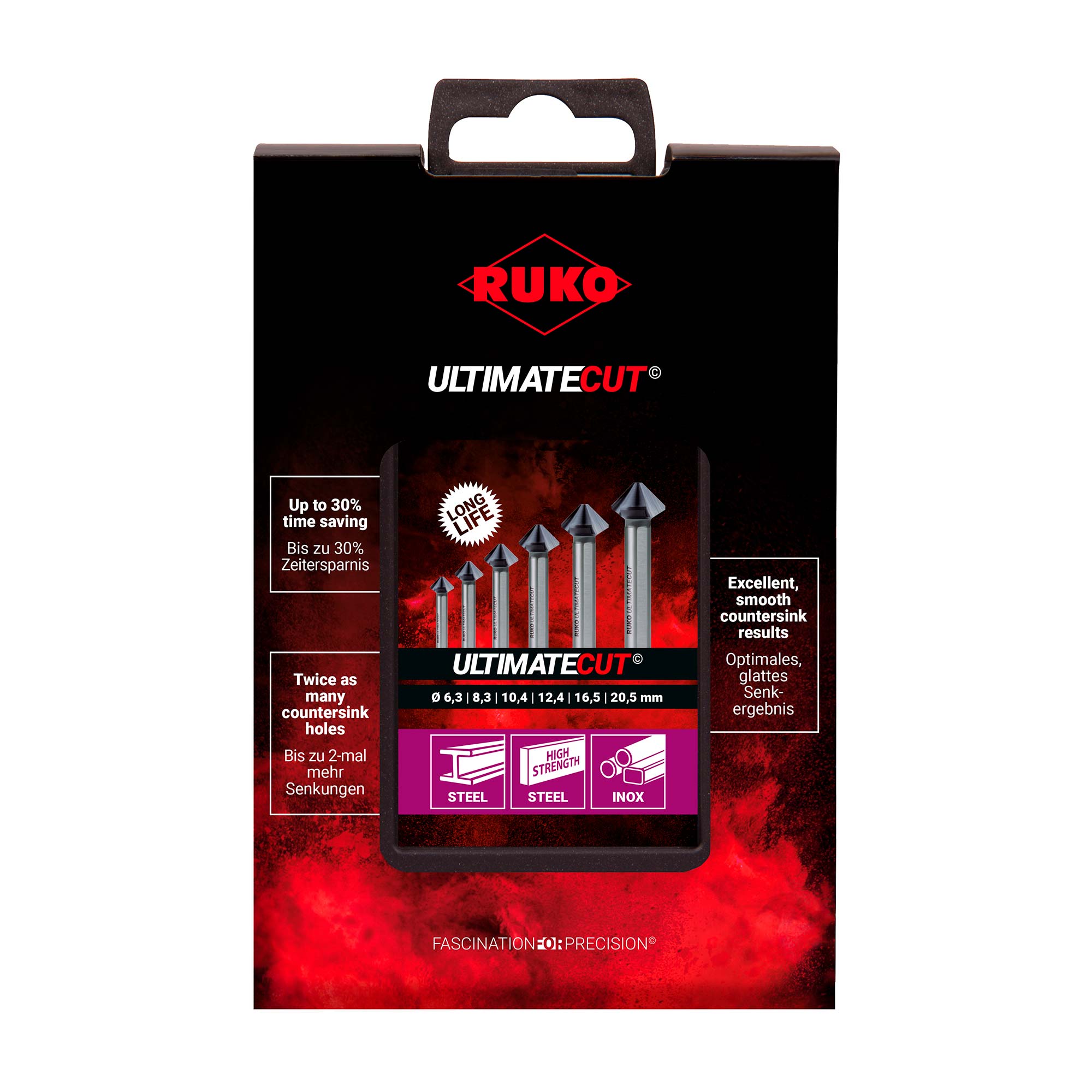 Набор зенковок Ruko UltimateCut 90° 6,3-20,5мм HSSE-Co5 RUnaTEC 3z 6шт 102790EPRO