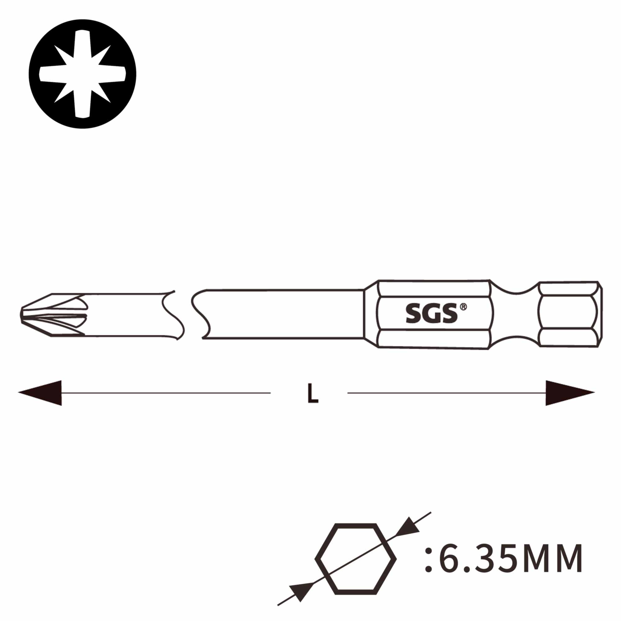 Бита SGS PZ3х50мм S2 5шт 6350-6.0-PZ3-5