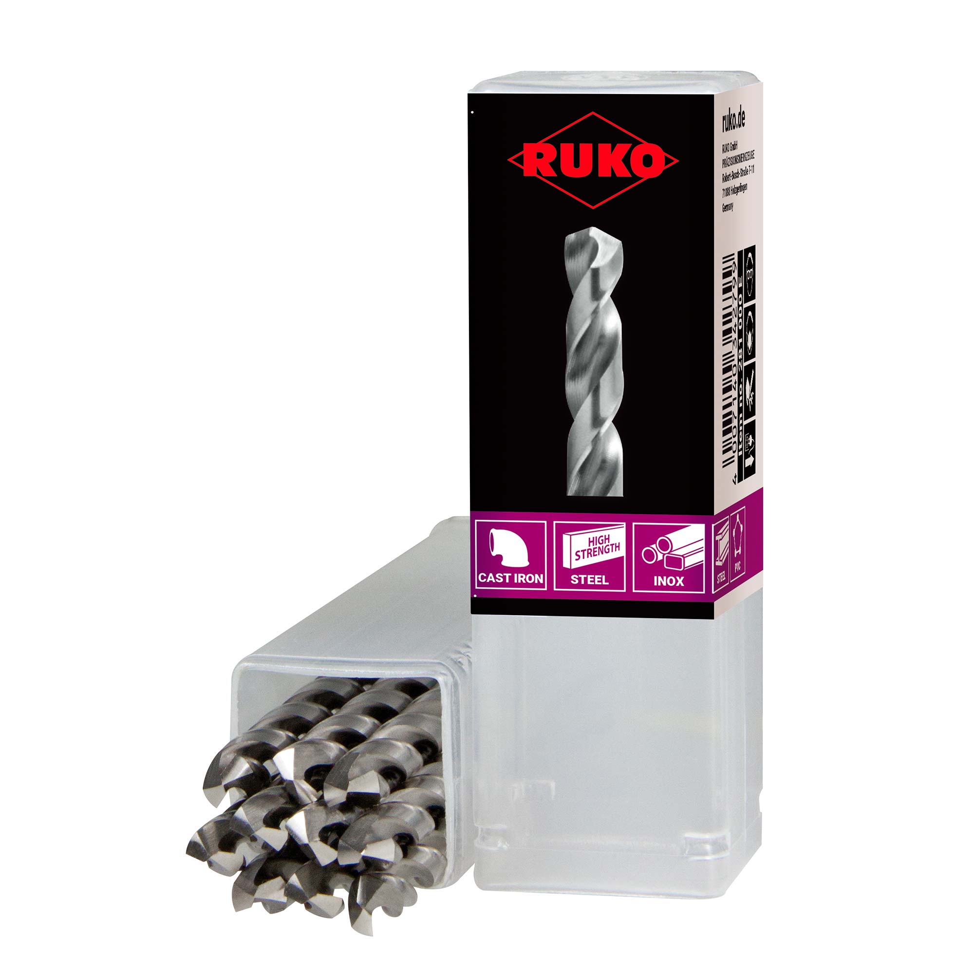 Сверло по металлу Ruko 10,2x133/87мм DIN338 HSSE-Co8 VA h8 5xD 130° 281102E
